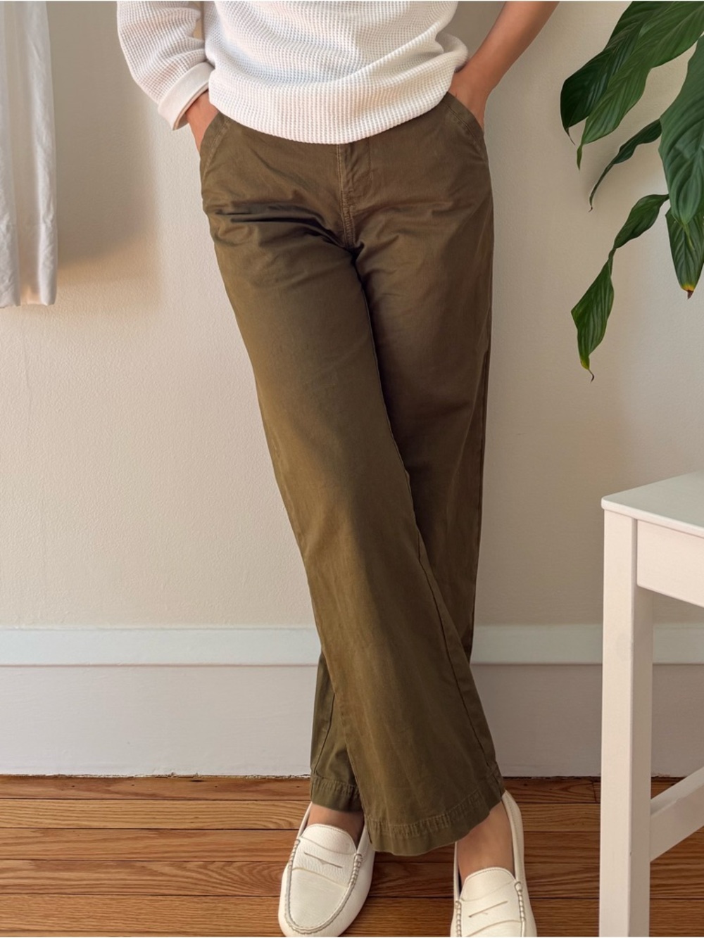 Pact Organic Cotton Olive Green Chino Style French Work Surplus Pants Size XS - Picture 8 of 12